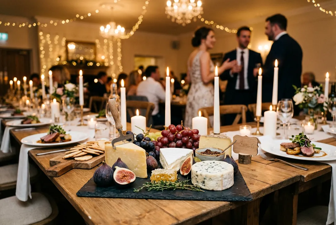 Grazing table detail: cheeses & figs