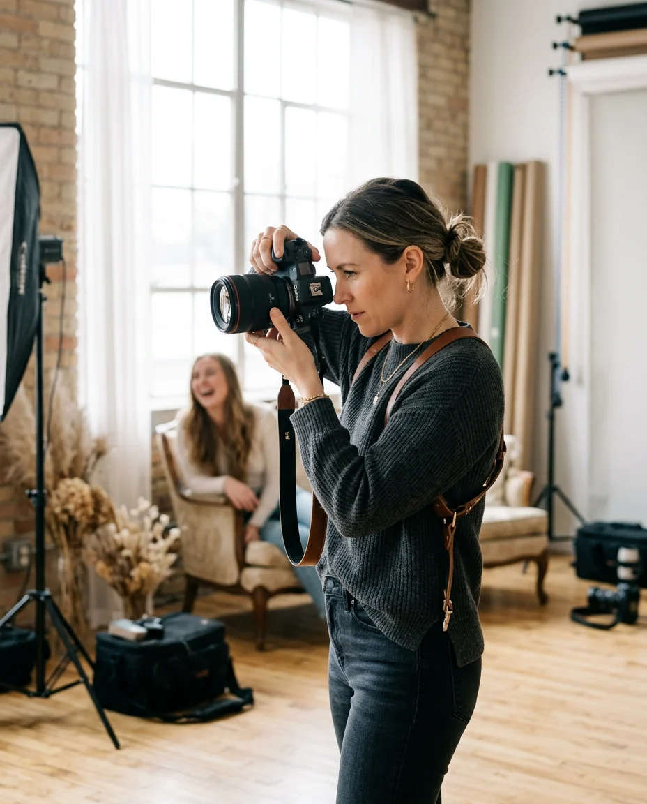 The photographer at work, studio, available light