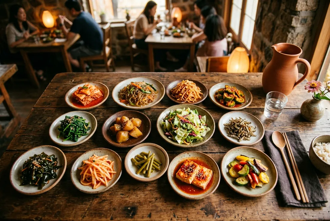 plates: overhead spread of banchan