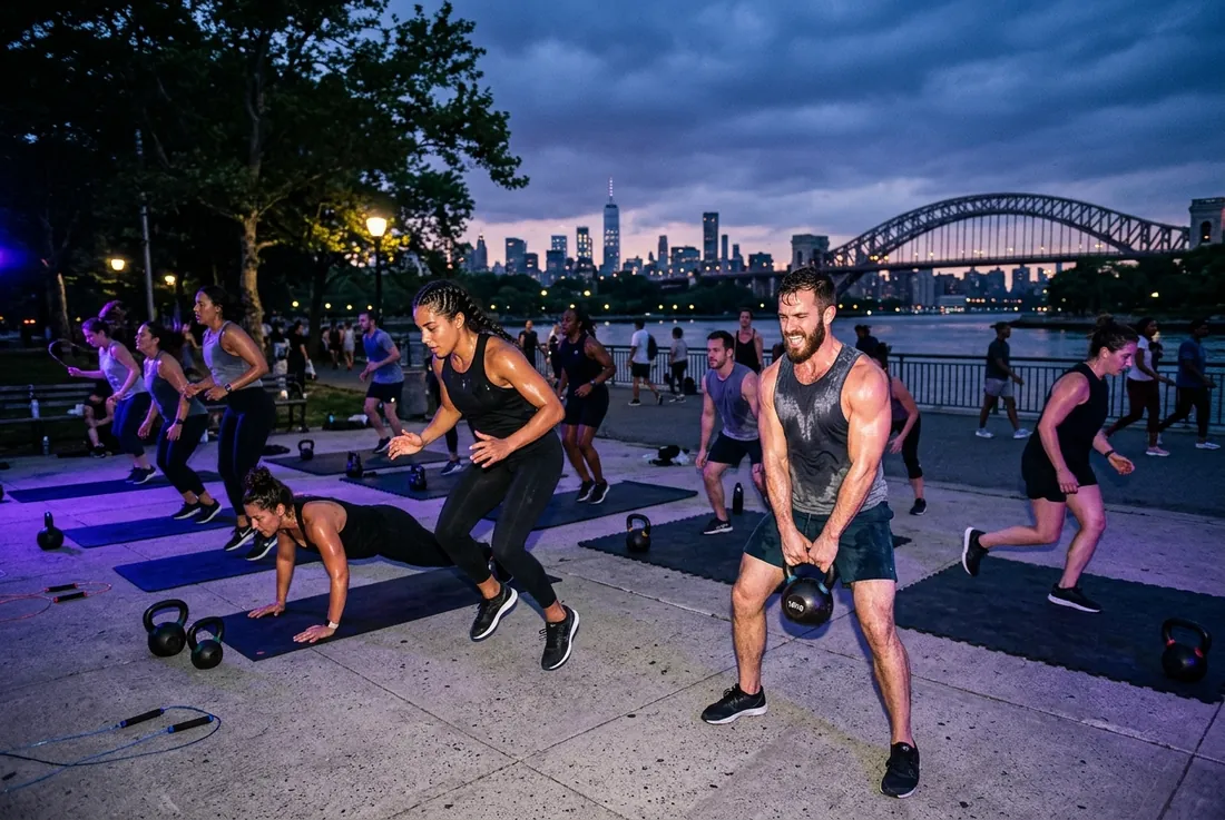 Saturday community workout in Astoria Park