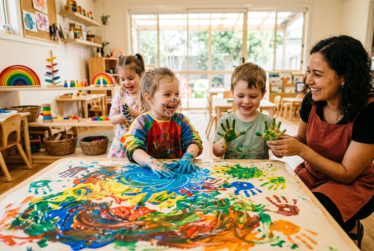 Finger-paint masterpiece up close